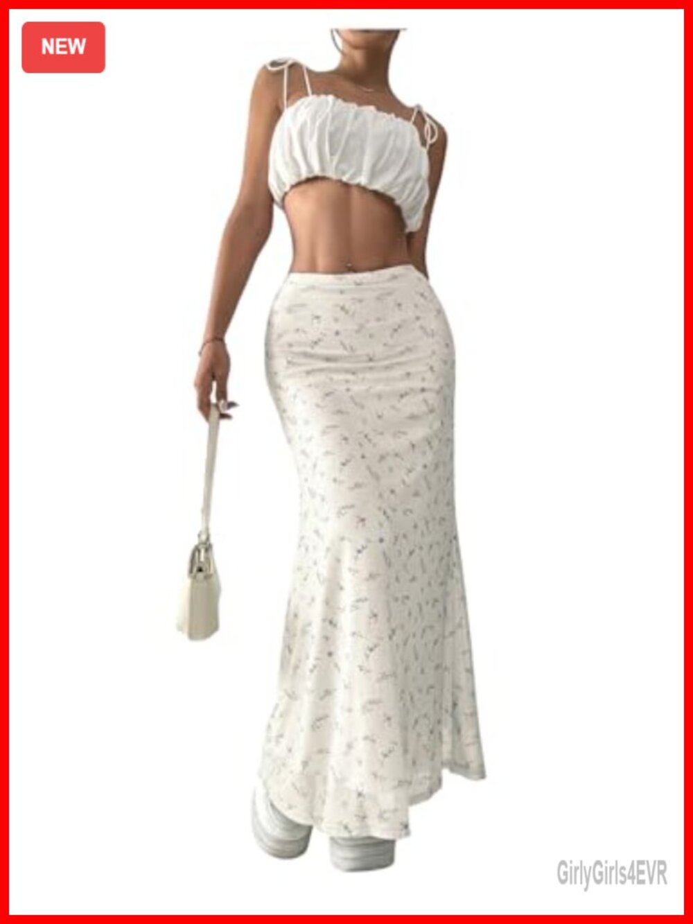 Boho Floral Mesh Maxi Skirt High Waist Ruched Fishtail Bodycon Summer